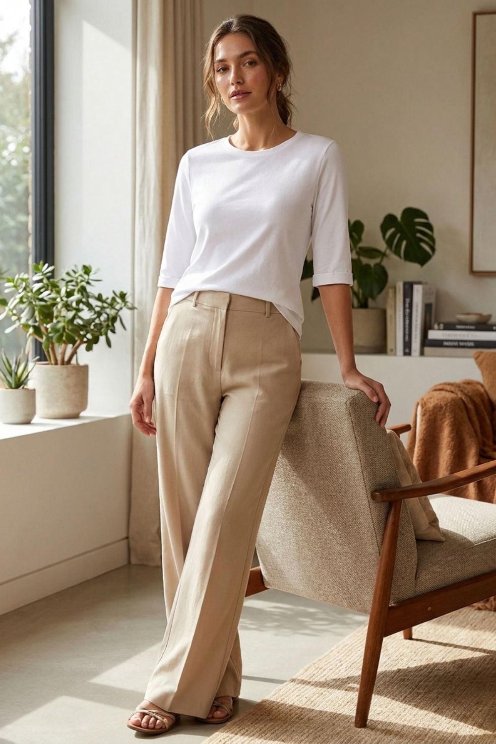 Damen Basic-T-Shirt Rundhals Kurzarm – Outfit-Look