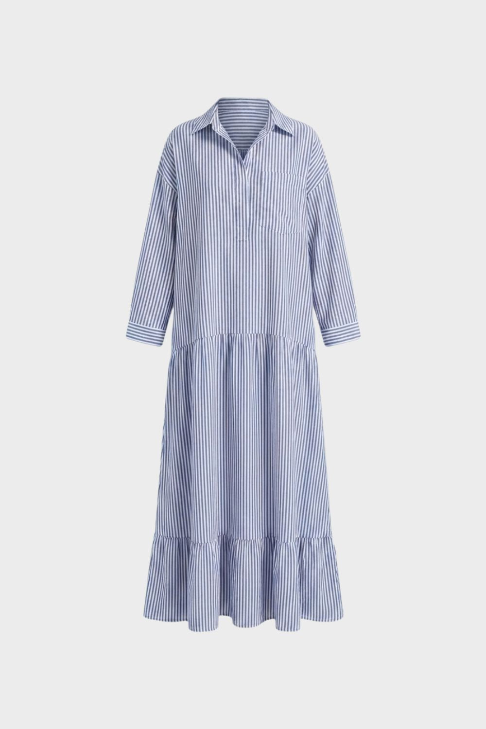 Damen Boho-Maxikleid Streifen Langarm – Lifestyle-Look