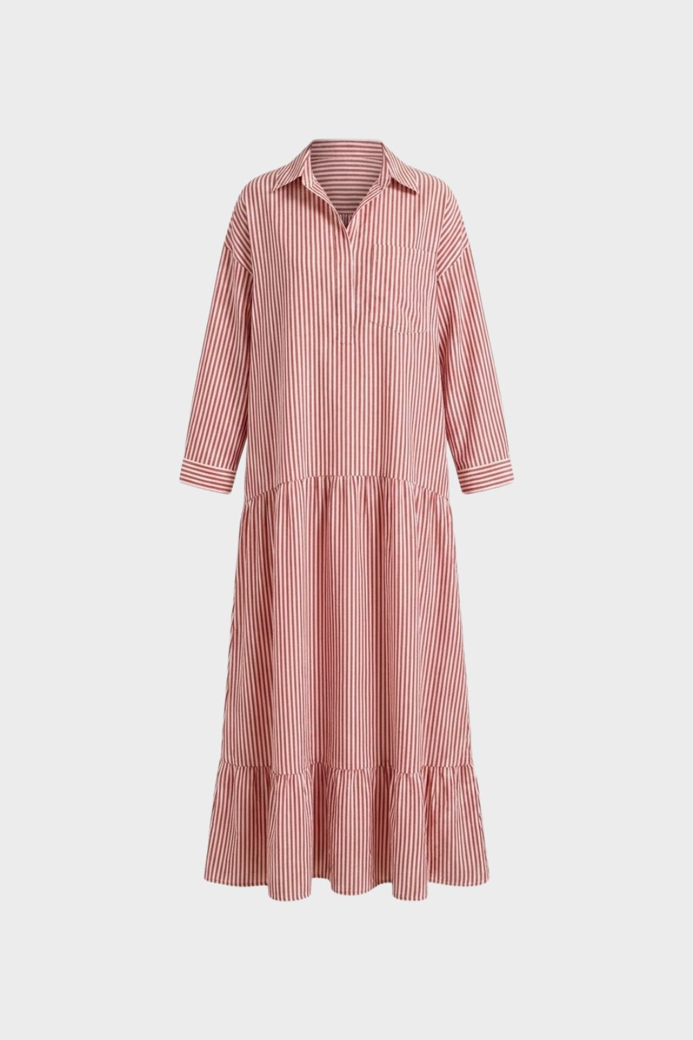 Damen Boho-Maxikleid Streifen Langarm – Hauptansicht