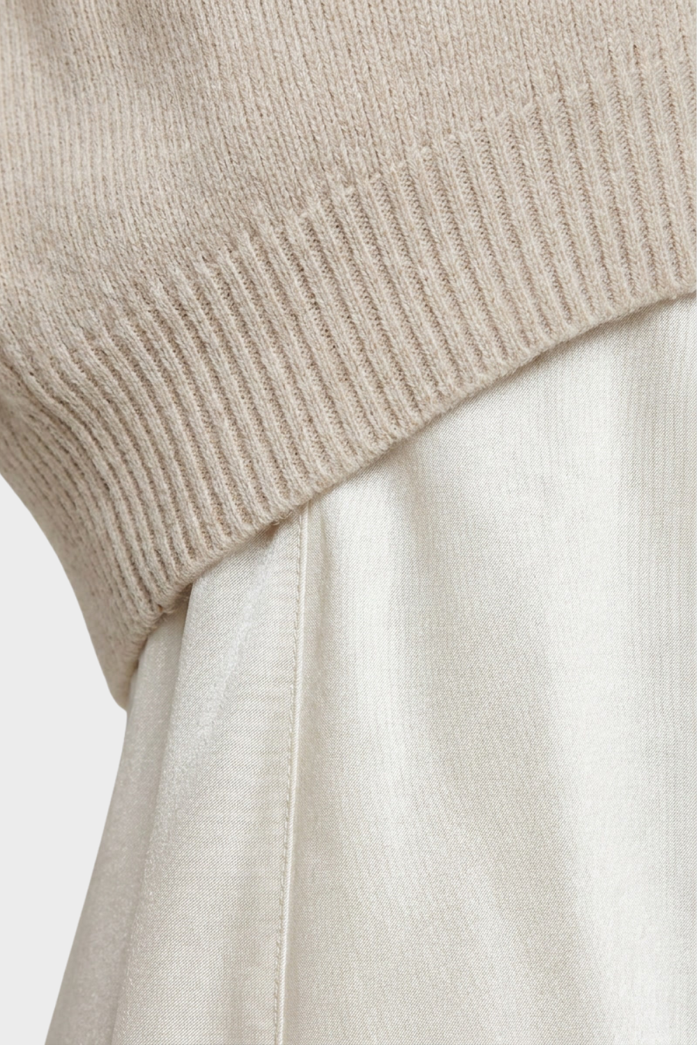Damen Twin-Set Satin-Midi Rib-Knit – Profil-Ansicht