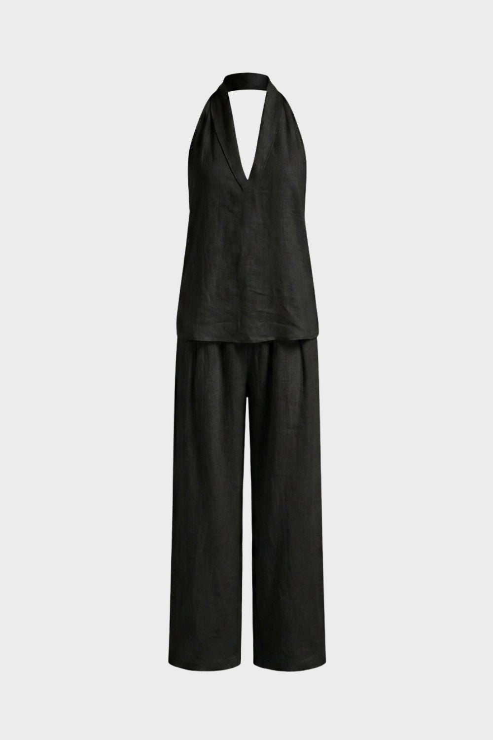 Damen Sommer-Outfit Top Wide-Leg-Hose – Rückansicht