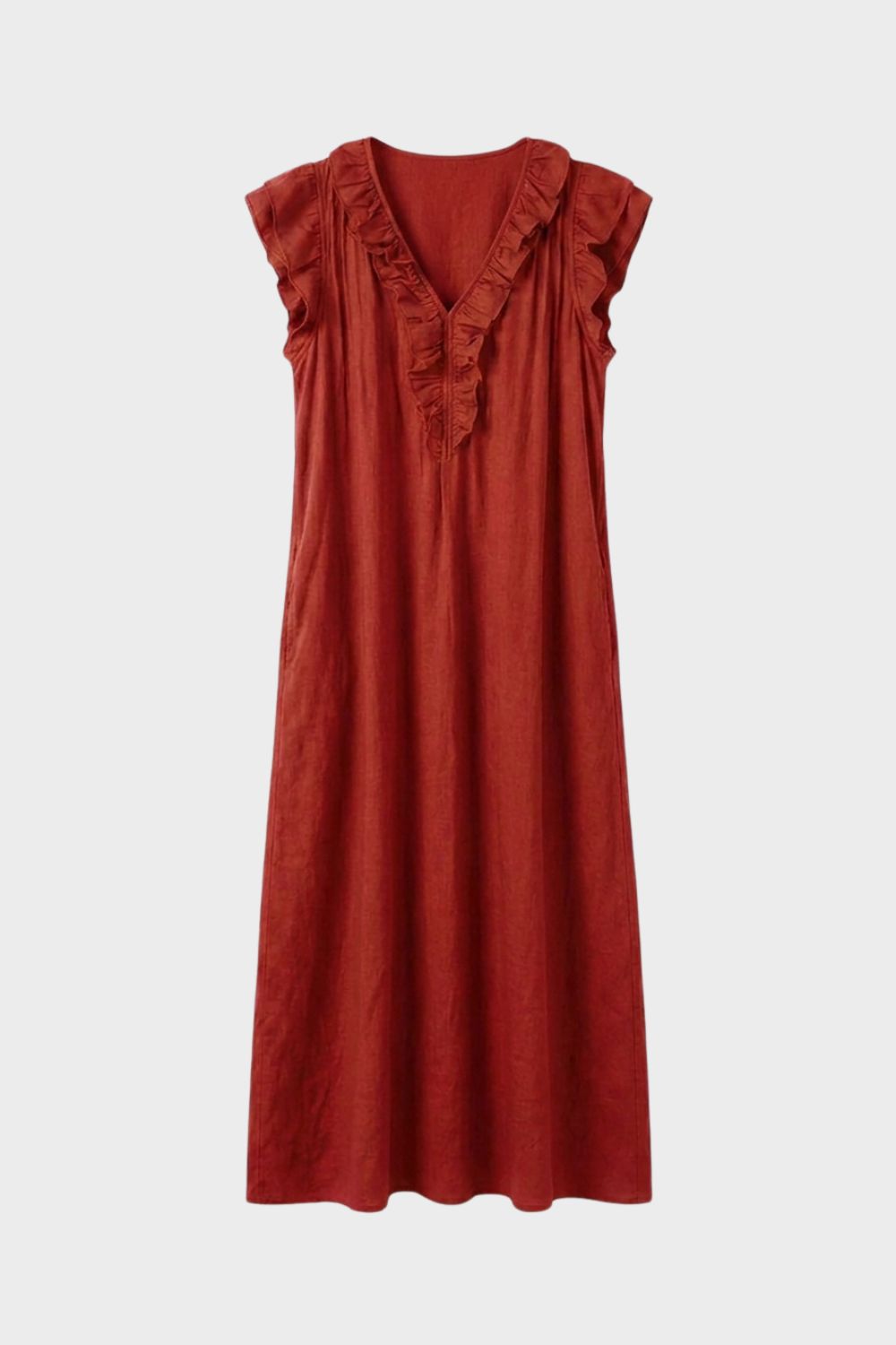 Damen Volant-Midikleid V-Neck – Material-Detail