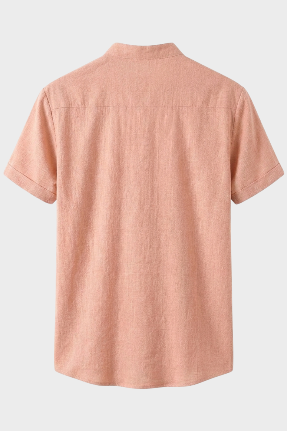 Herren Leinenhemd Henley Kurzarm Stand-Collar – Profil-Ansicht