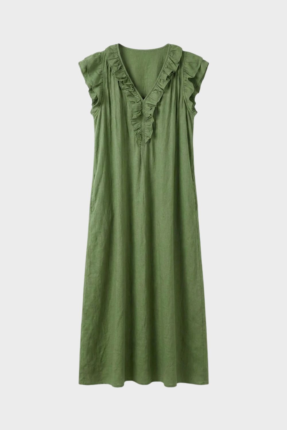 Damen Volant-Midikleid V-Neck – Hauptansicht