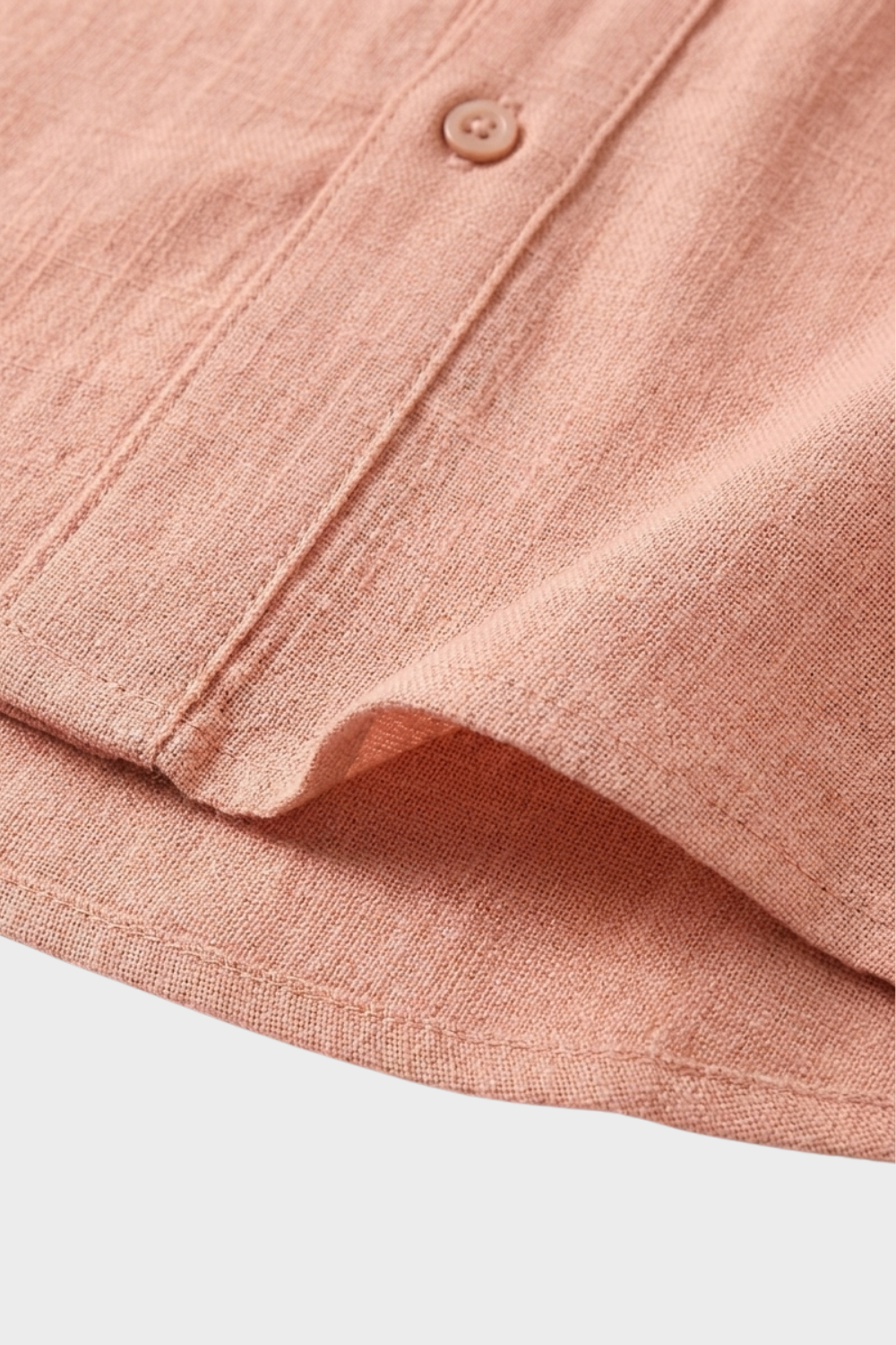 Herren Leinenhemd Henley Kurzarm Stand-Collar – Detail-Ansicht