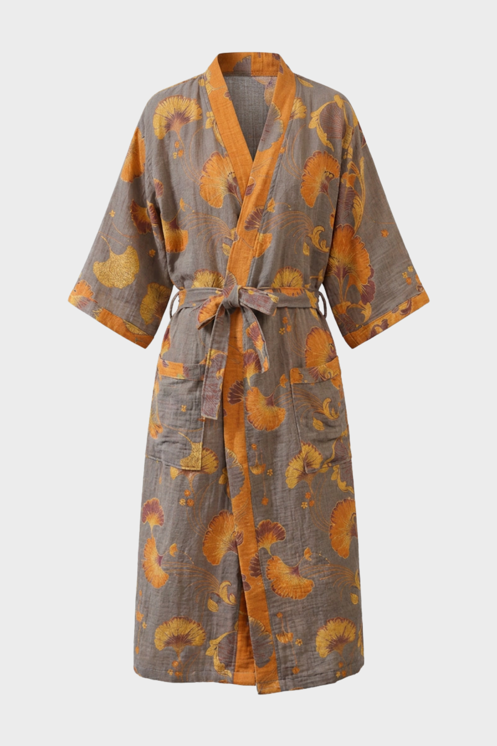 Damen Kimono | Bademantel knielang Gürtel