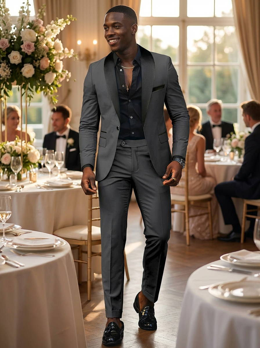 Herren Smoking Slim Fit Schalkragen – Sicht von oben