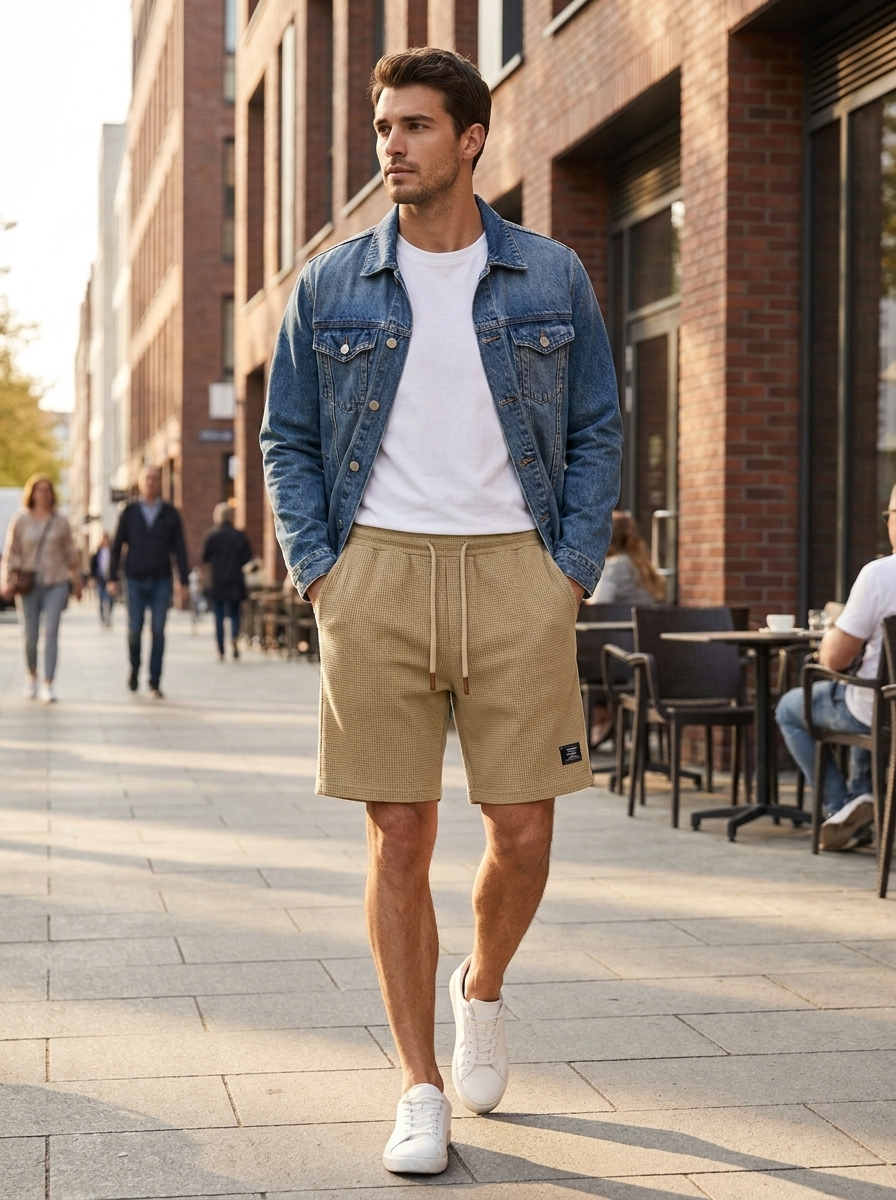 Herren Sommer-Shorts Locker Leicht – Detail Verarbeitung