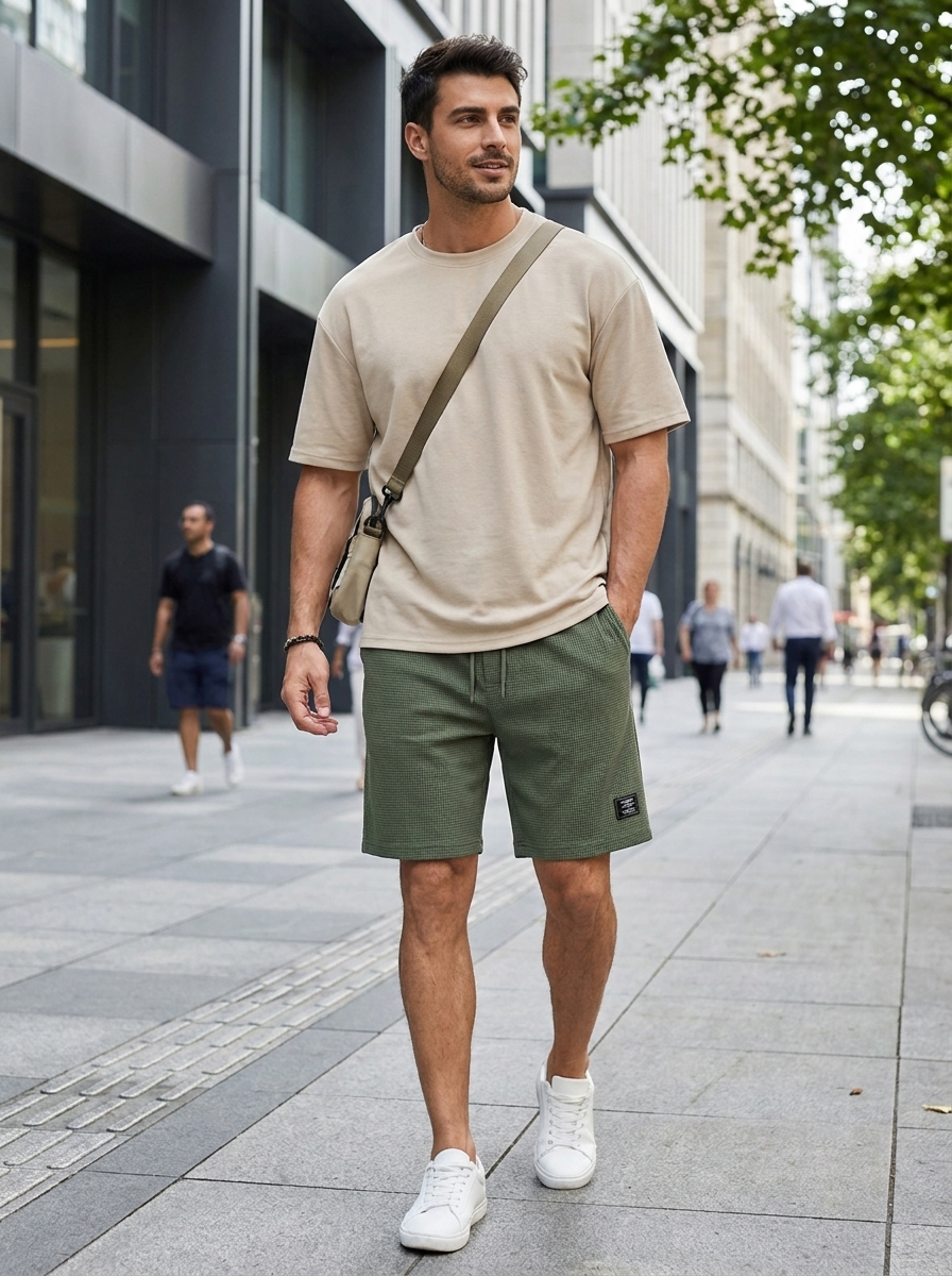 Herren Sommer-Shorts Locker Leicht – Tragestil-Beispiel