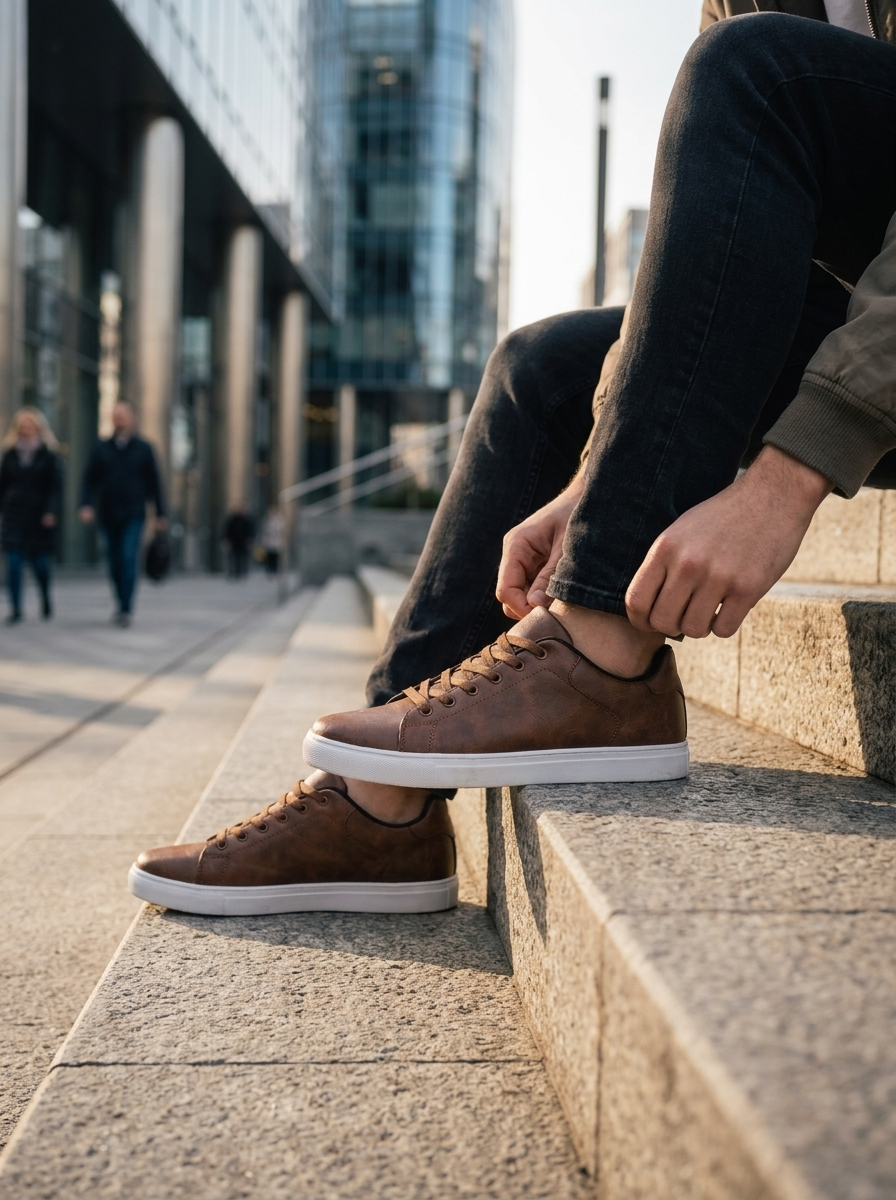 Herren Sneaker Schnürung | Weiße Kontrastsohle