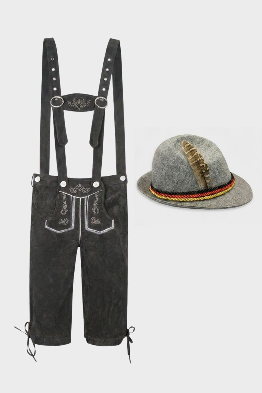 Herren Trachtenhose mit Trägern | Stickdetails