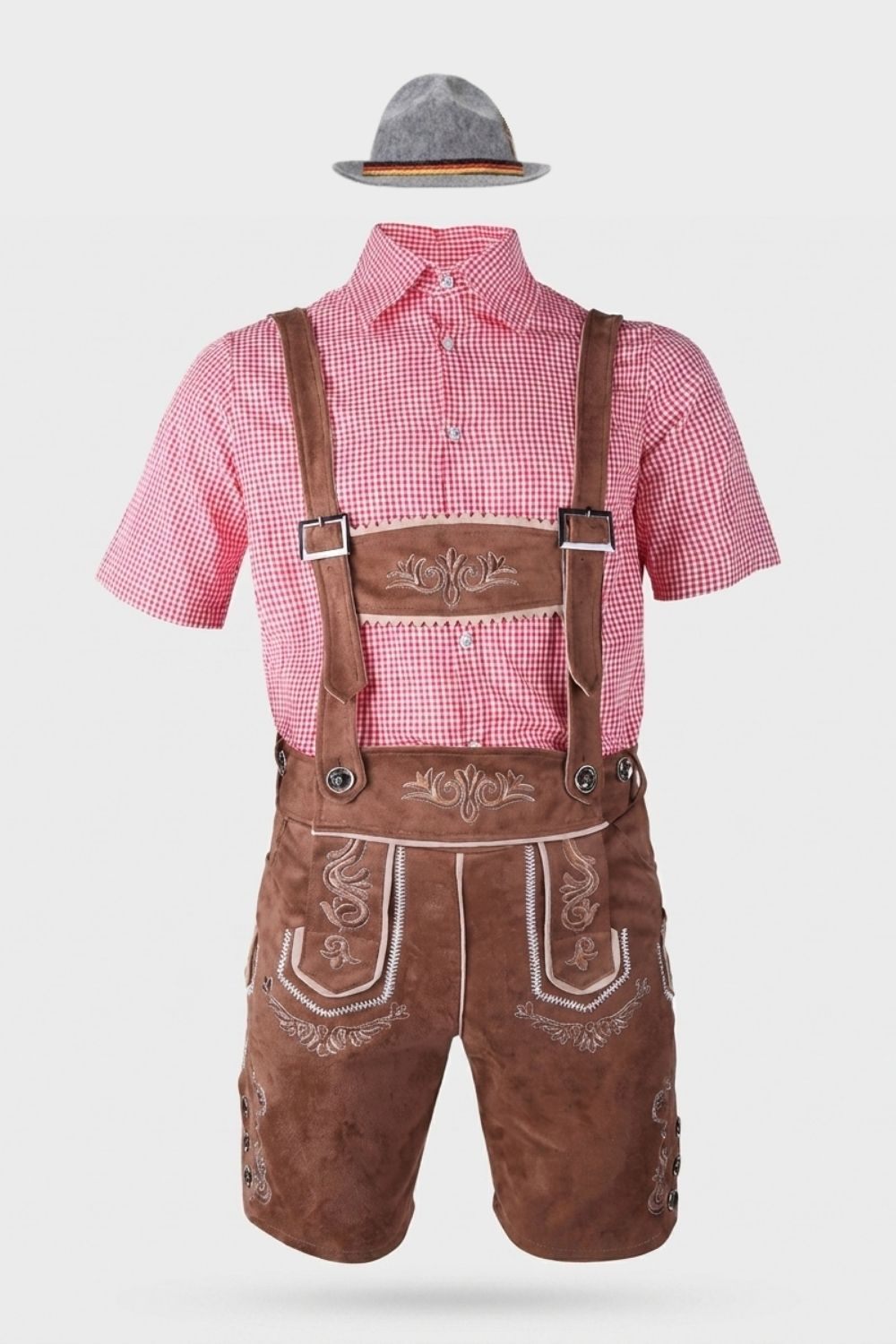 Herren Trachtenset mit Stickdetails | Kariertes Hemd