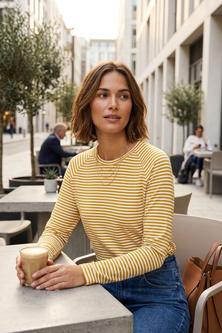 Damen Gestreiftes Langarmshirt | Lockere Passform