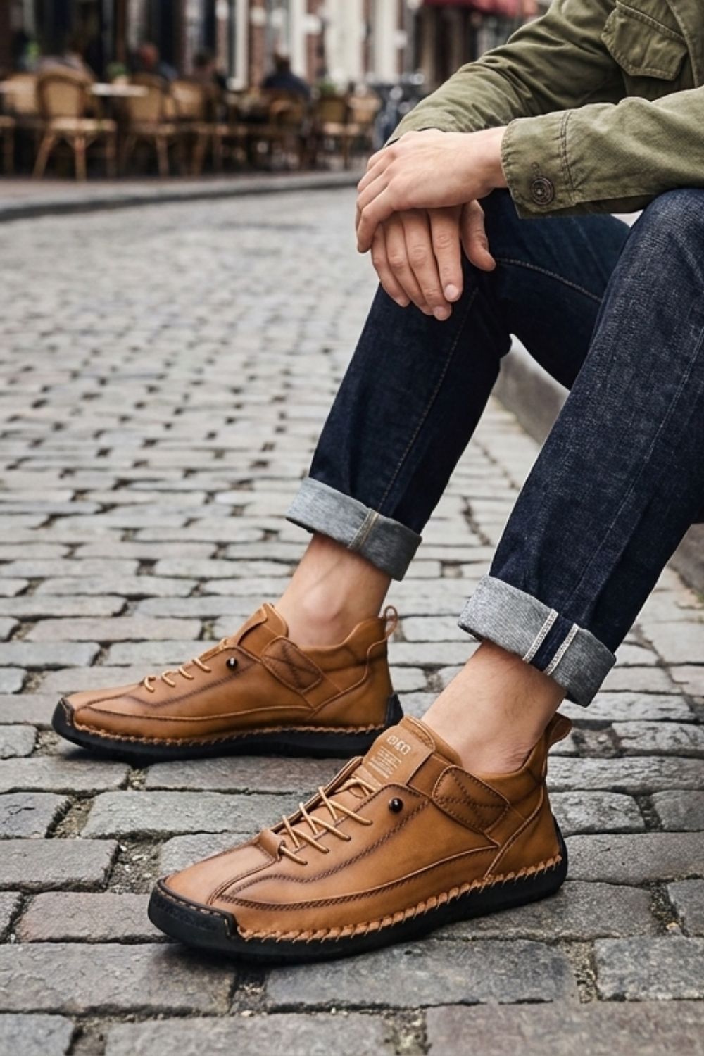 Herren Schnür-Sneaker | Kontrastnähte & Runde Zehenpartie