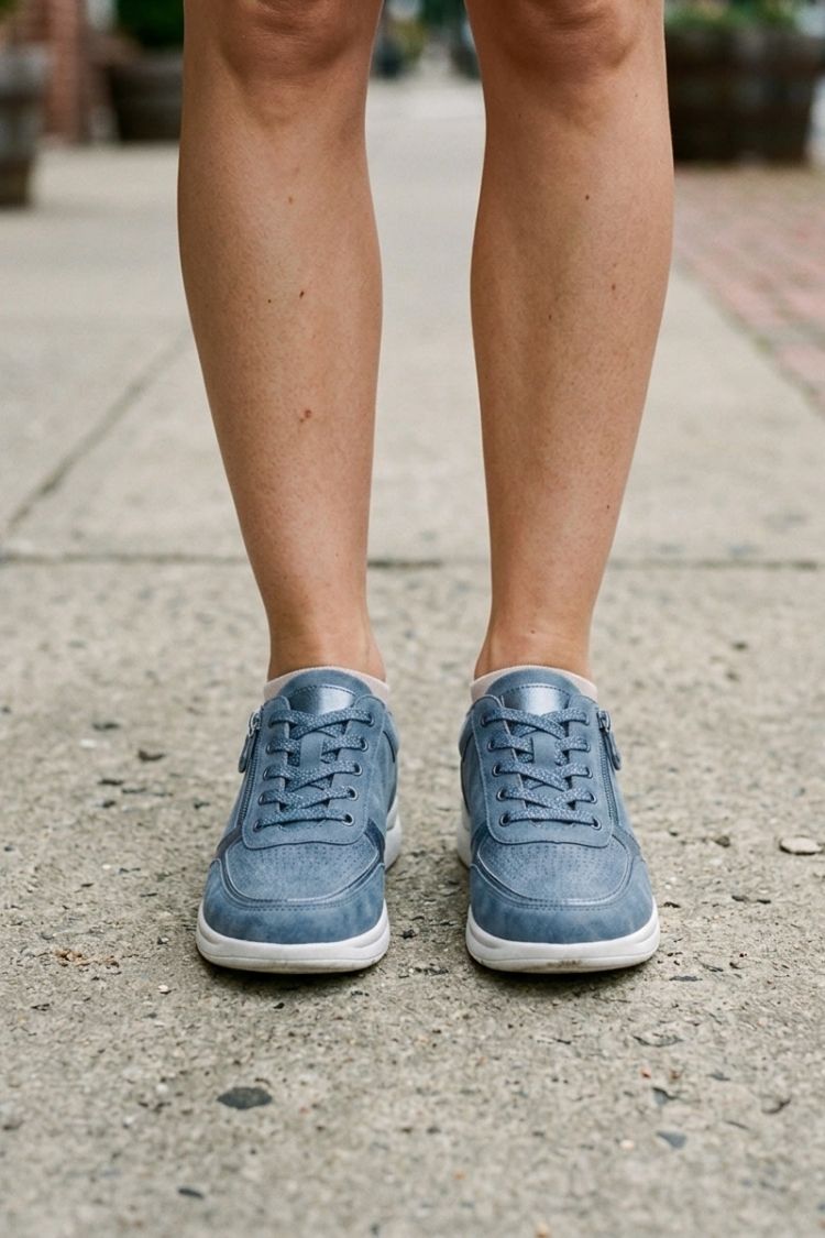 Damen Schnürung Reißverschluss Sneaker