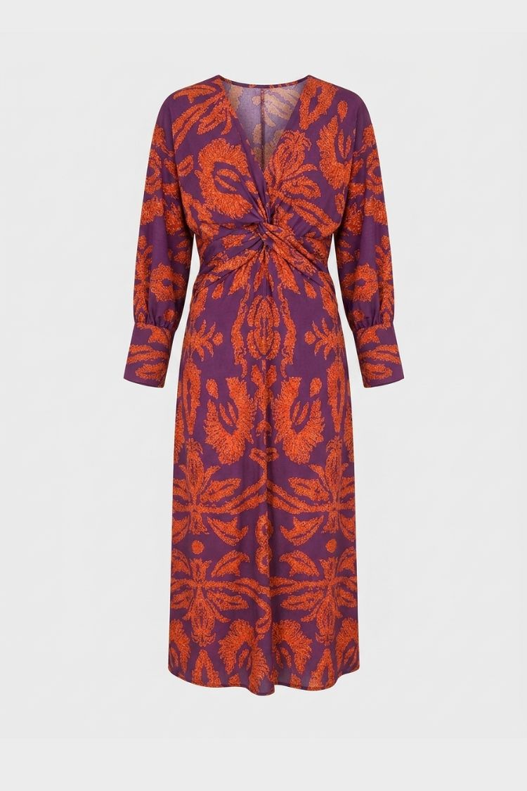 Damen Wickel-Midikleid - V-Ausschnitt