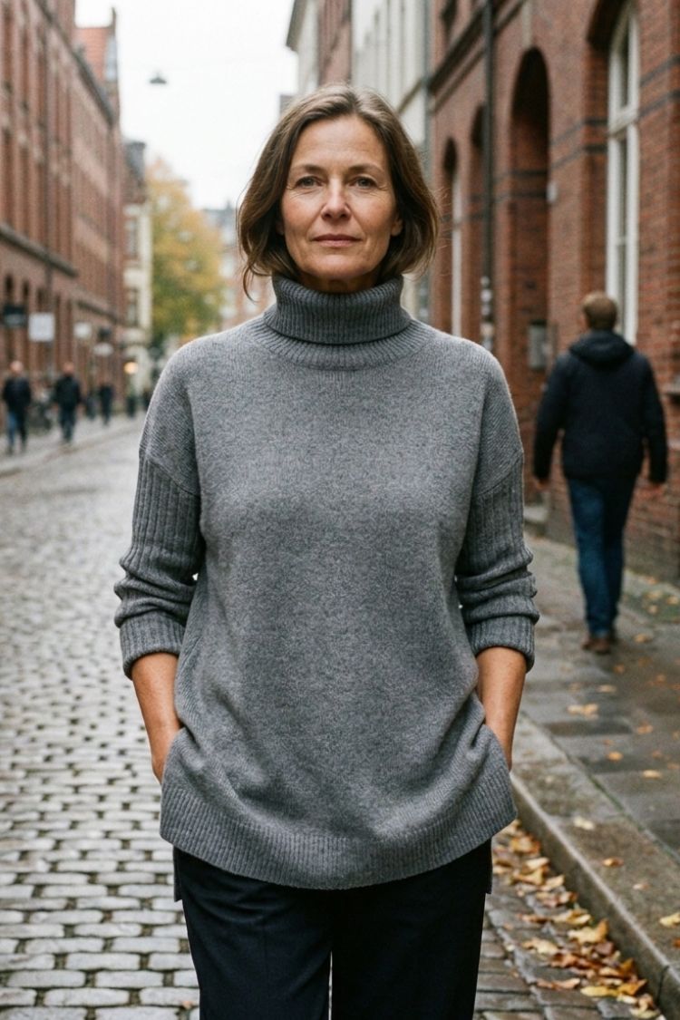 Damen Rollkragenpullover | Asymmetrischer Saum & Lange Form