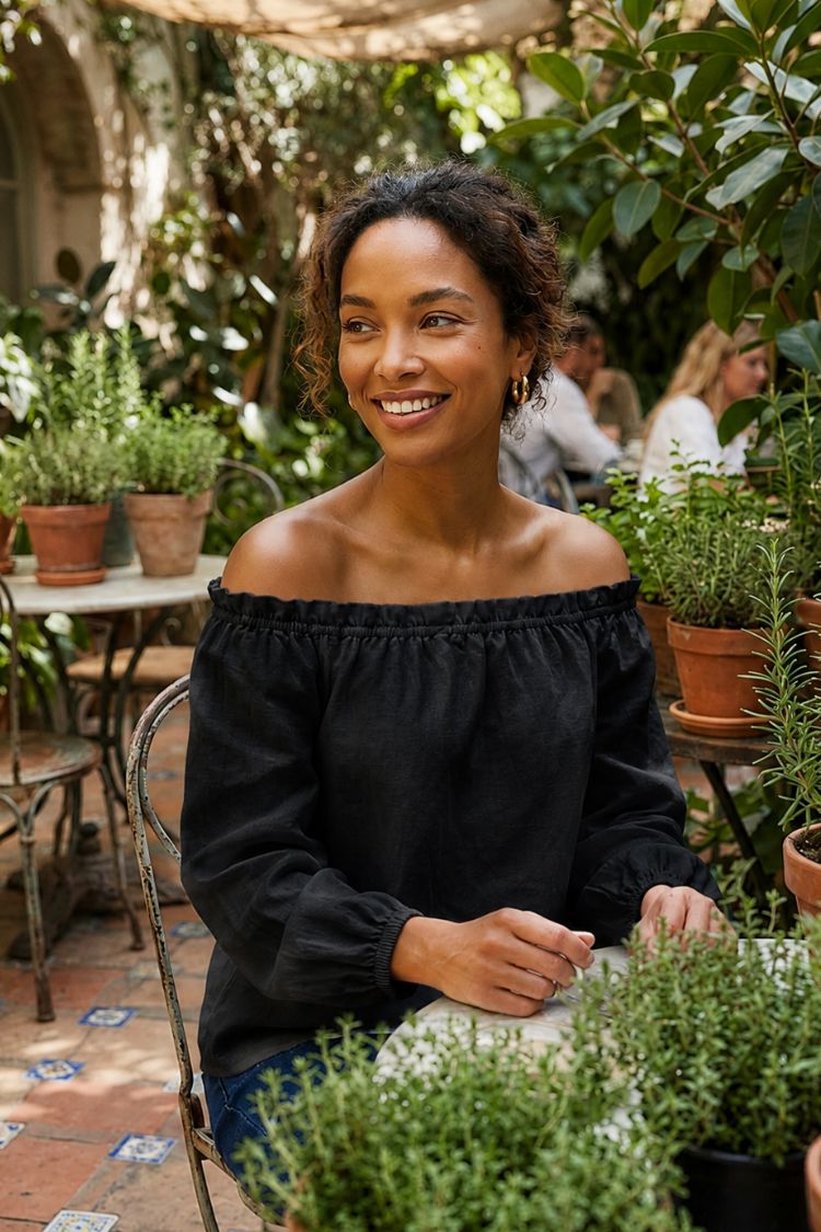 Damen Off-Shoulder Bluse | Lange Ärmel