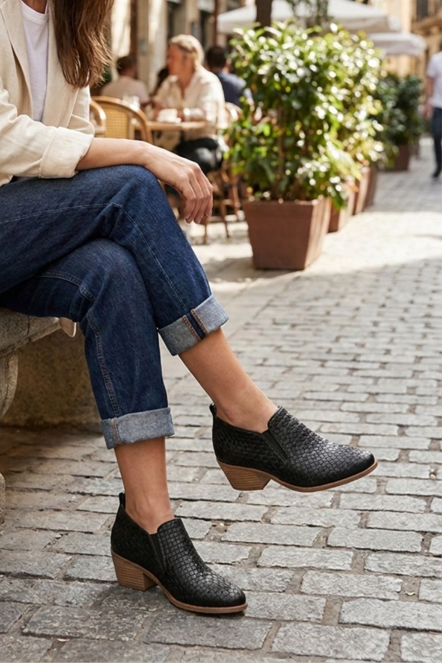 Damen Loafer in Flechtoptik | Niedriger Blockabsatz
