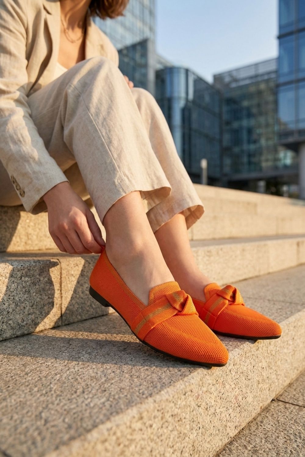 Damen Spitze Loafer Strick Schleife – Komfort-Detail