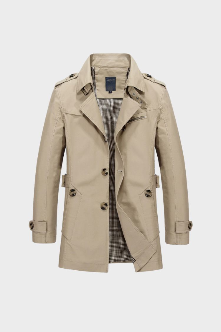 Herren Trenchcoat | Reverskragen & Schulterriegel