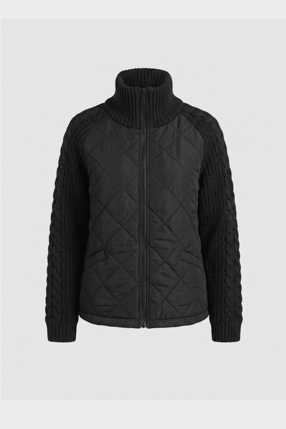 Damen Stepp-Strickjacke | Reißverschluss-Design