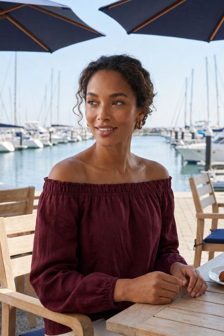 Damen Off-Shoulder Bluse | Lange Ärmel