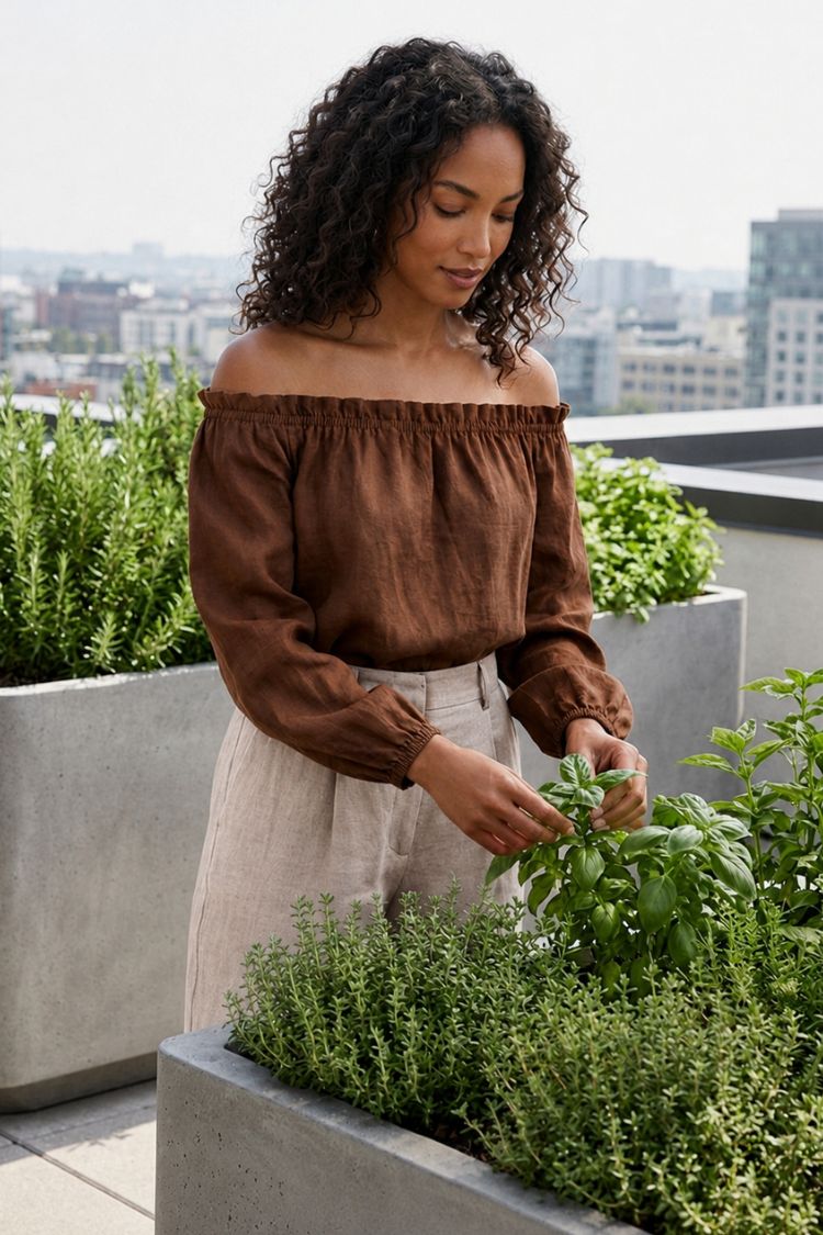 Damen Off-Shoulder Bluse | Lange Ärmel