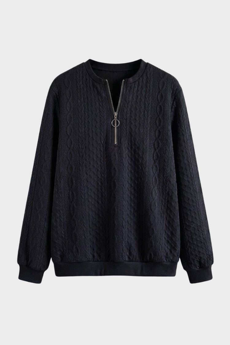 Damen Zipp-Pullover | Zopfmuster & Kurzer Reißverschluss