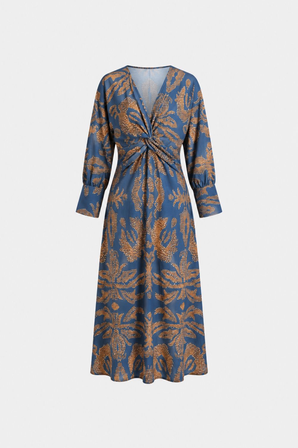 Damen Print-Midikleid - V-Ausschnitt