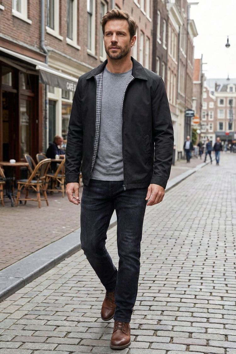 Herren Harrington-Jacke | Umlegekragen & Frontzipper