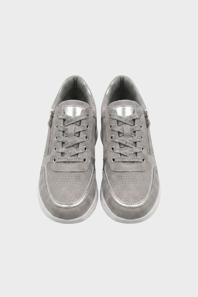 Damen Schnürung Reißverschluss Sneaker