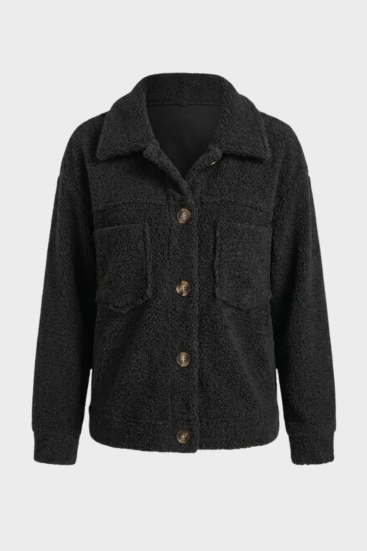 Damen Strukturierte Knopfjacke | Reverskragen