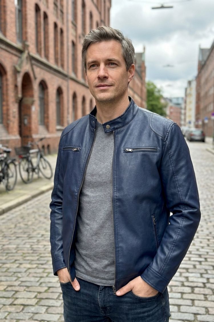 Herren Bikerjacke mit Reißverschluss | Mehrere Reißverschlusstaschen