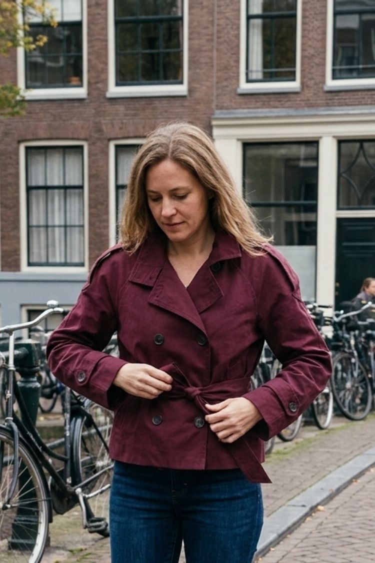 Damen Kurze Trenchjacke | Zweireihiges Design
