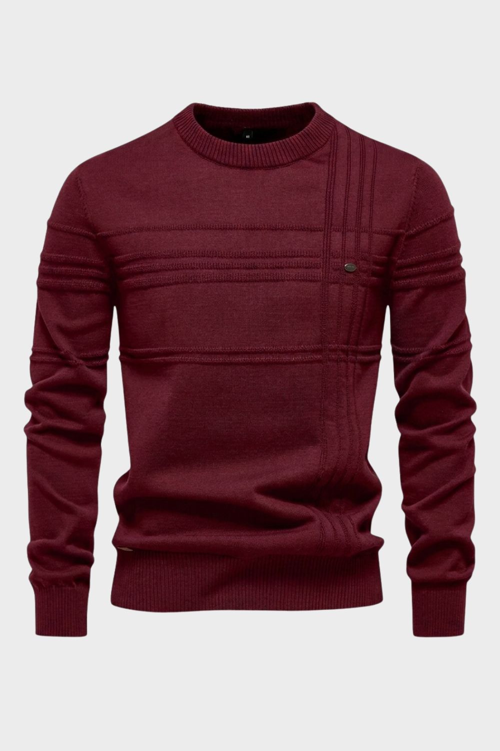 Herren Gestreifter Rundhalspullover | Gerippte Details