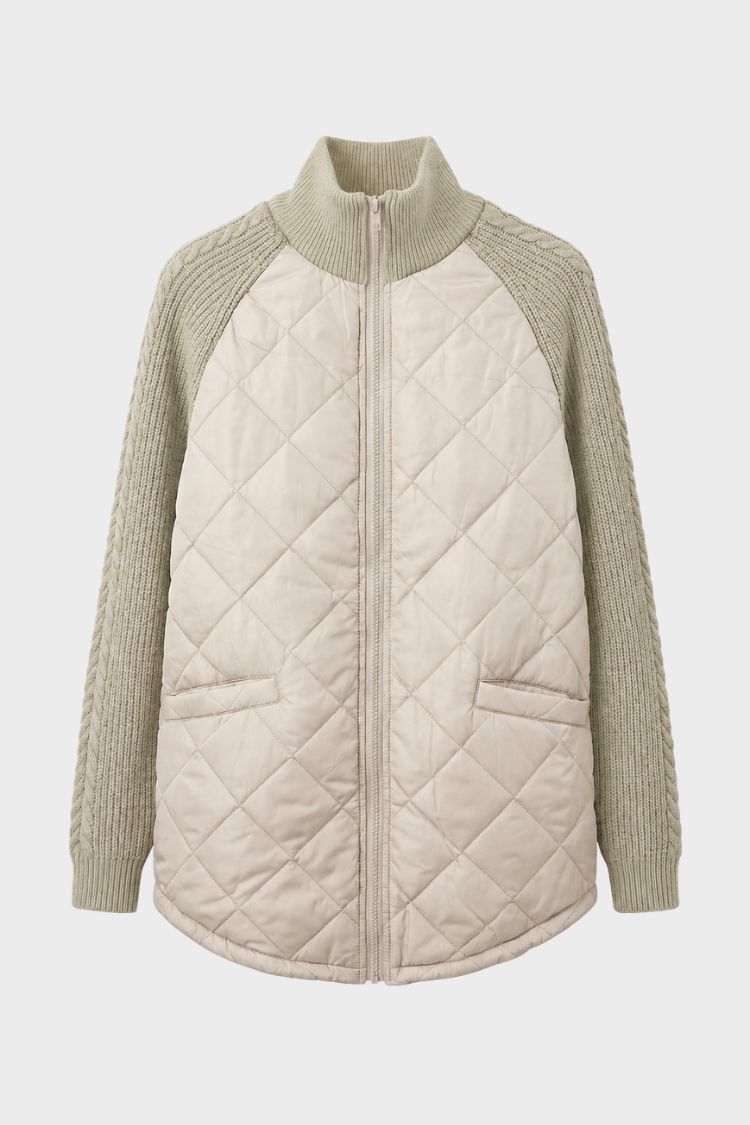 Damen Stepp-Strickjacke | Reißverschluss-Design