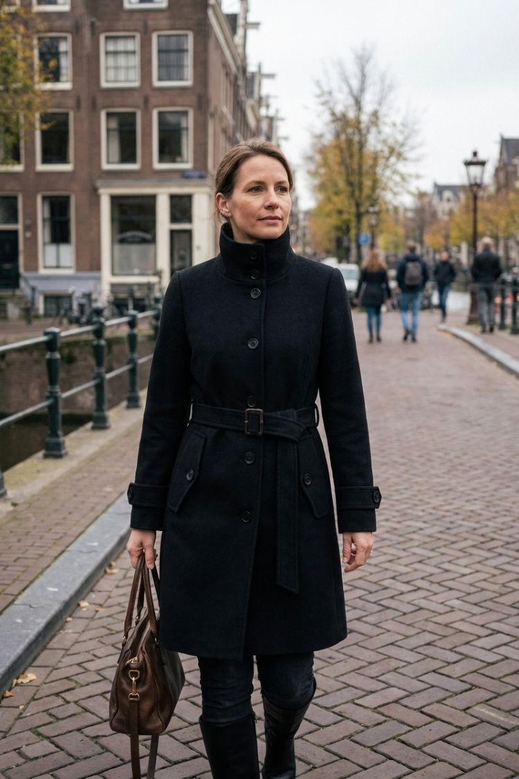 Damen Langer Trenchcoat | Taillierte Knopffront