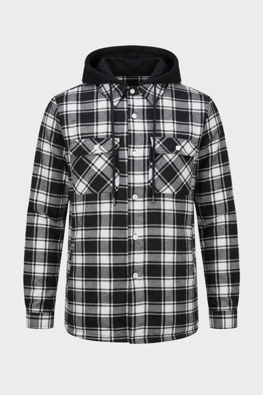 Herren Karierte Kapuzenjacke | Frontreißverschluss & Brusttaschen