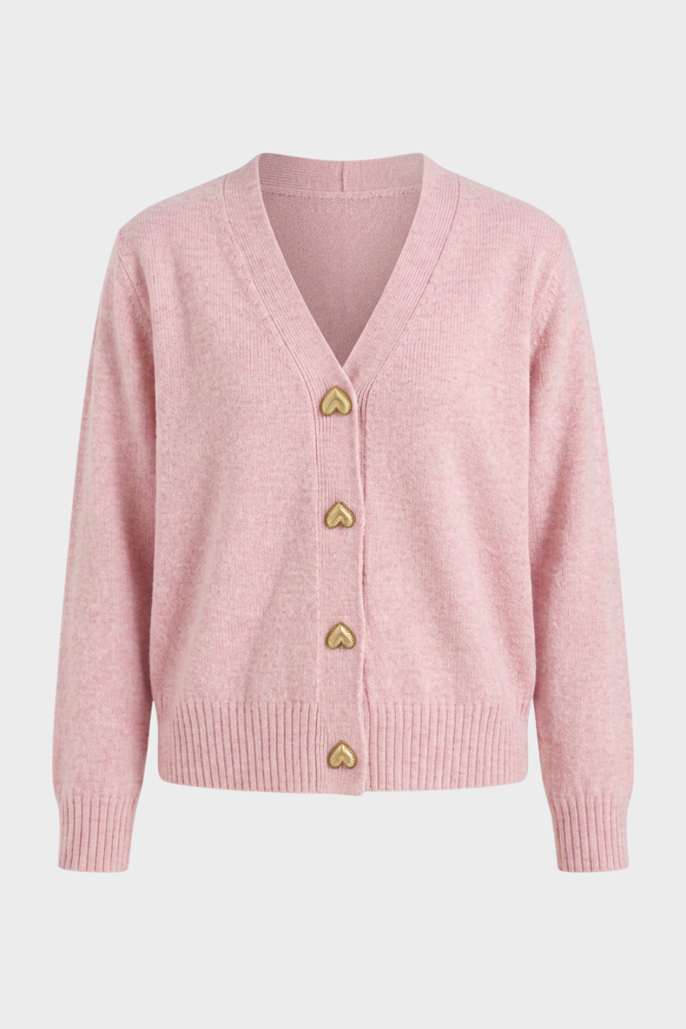 Damen Knopf-Cardigan | V-Ausschnitt & Goldfarbene Knöpfe