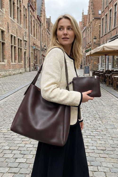 Damen Schultertasche mit Etui | Schmaler Träger