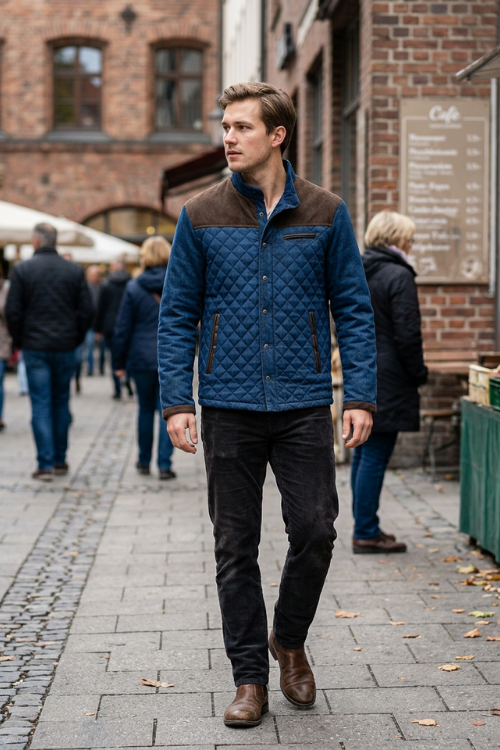 Herren Steppjacke | Kontrastdetails
