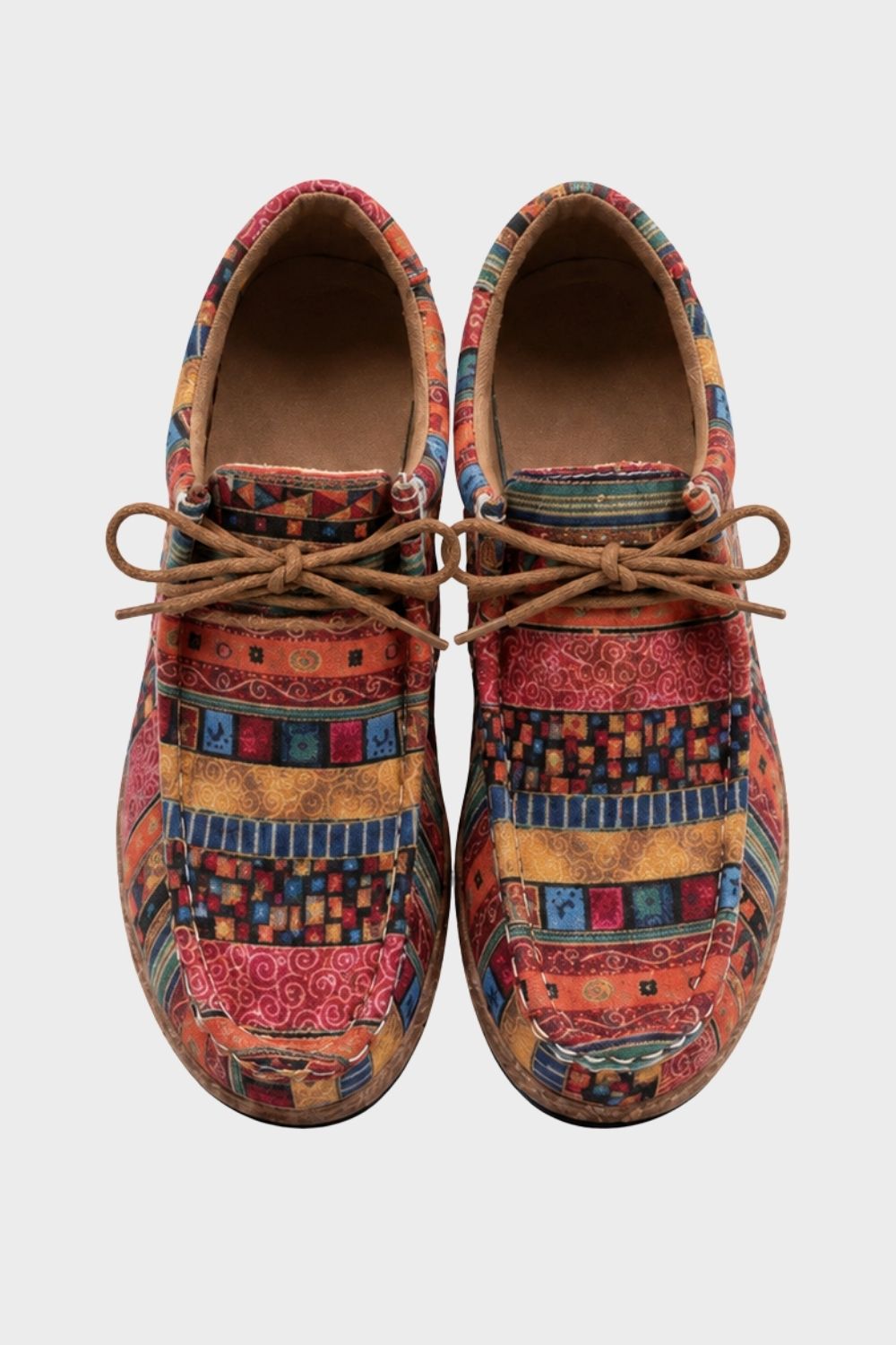Damen Retro-Schnürschuhe | Buntes Musterdetail