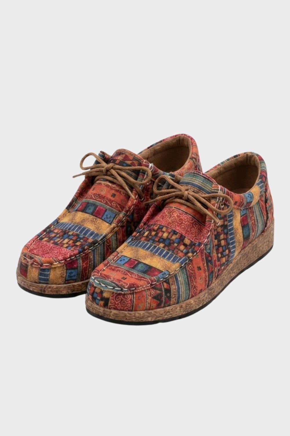 Damen Retro-Schnürschuhe | Buntes Musterdetail