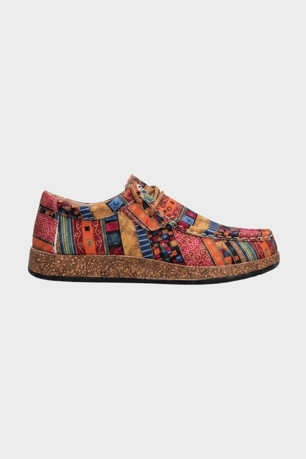 Damen Retro-Schnürschuhe | Buntes Musterdetail