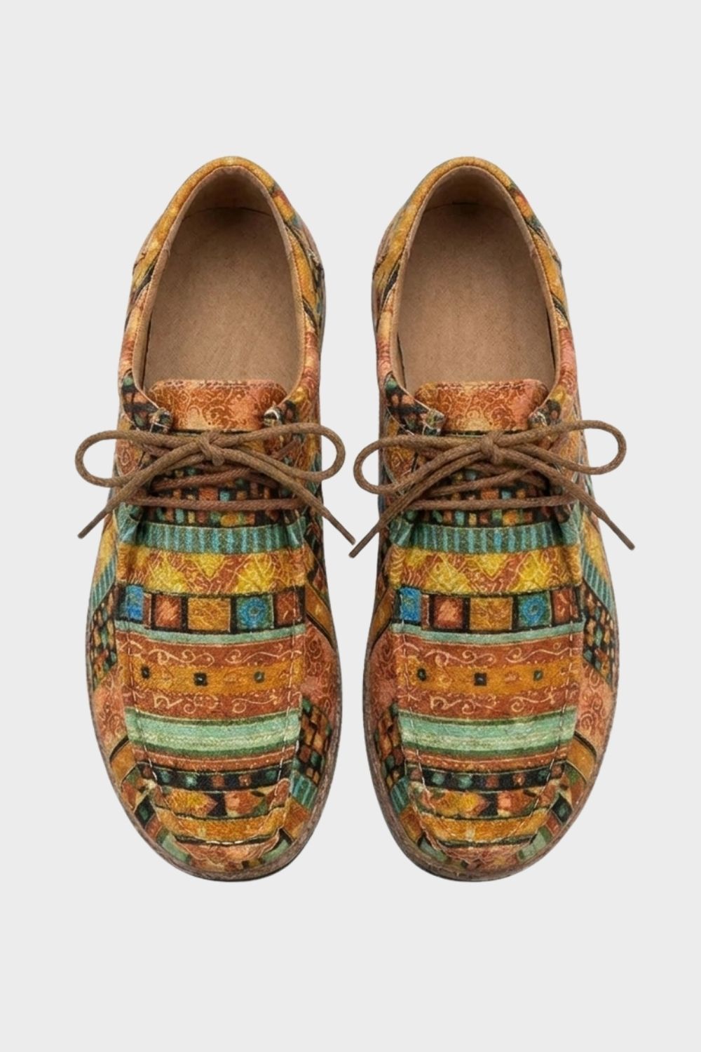 Damen Retro-Schnürschuhe | Buntes Musterdetail