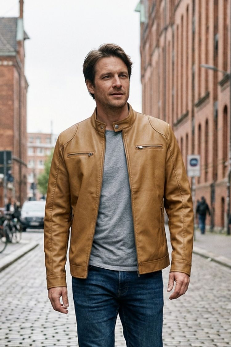 Herren Bikerjacke mit Reißverschluss | Mehrere Reißverschlusstaschen