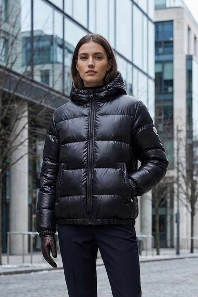 Damen Glänzende Pufferjacke | Kapuzendesign