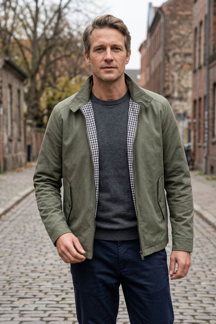 Herren Harrington-Jacke | Umlegekragen & Frontzipper