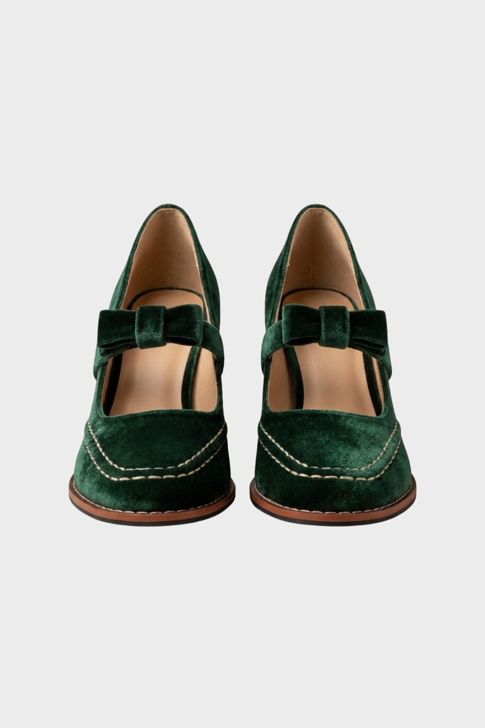 Damen Mary Jane Pumps Samt Schleife – Lifestyle-Look